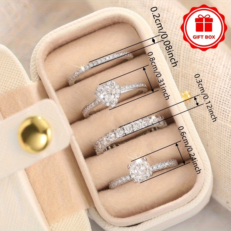 Women's Zirconia Heart Proposal Ring Set