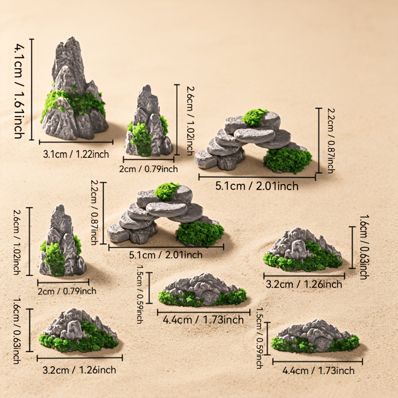 TEMU 9pcs, Modèles Miniatures de Jardin, Modèles Miniatures de Paysage de , Ajouts de Décoration de Paysage de Jardin Miniature, Ajouts de Bonsaï,
