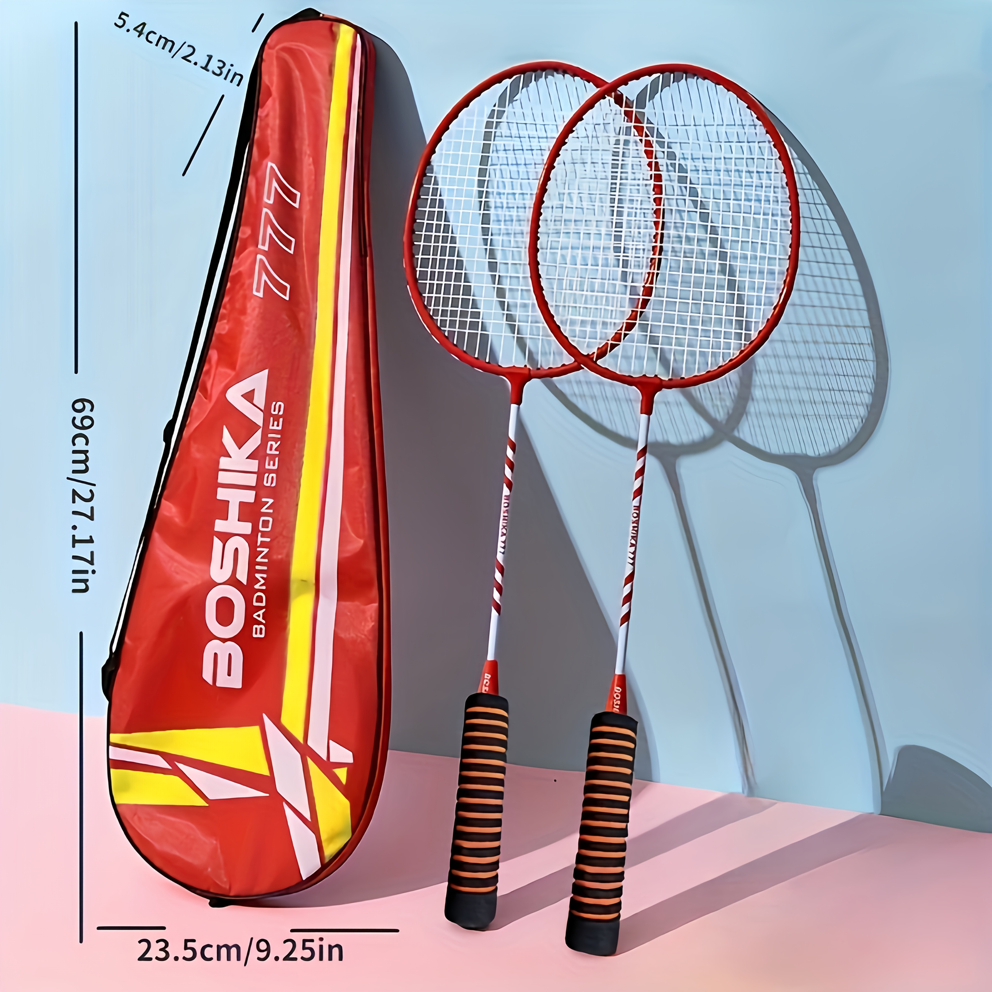 2pcs boshka professional badminton rackets iron alloy large ideal for advanced training outdoor sports carrying case perfect christmas new year gift badminton training aerodynamic frame graphite handle grip best for christmas details 5