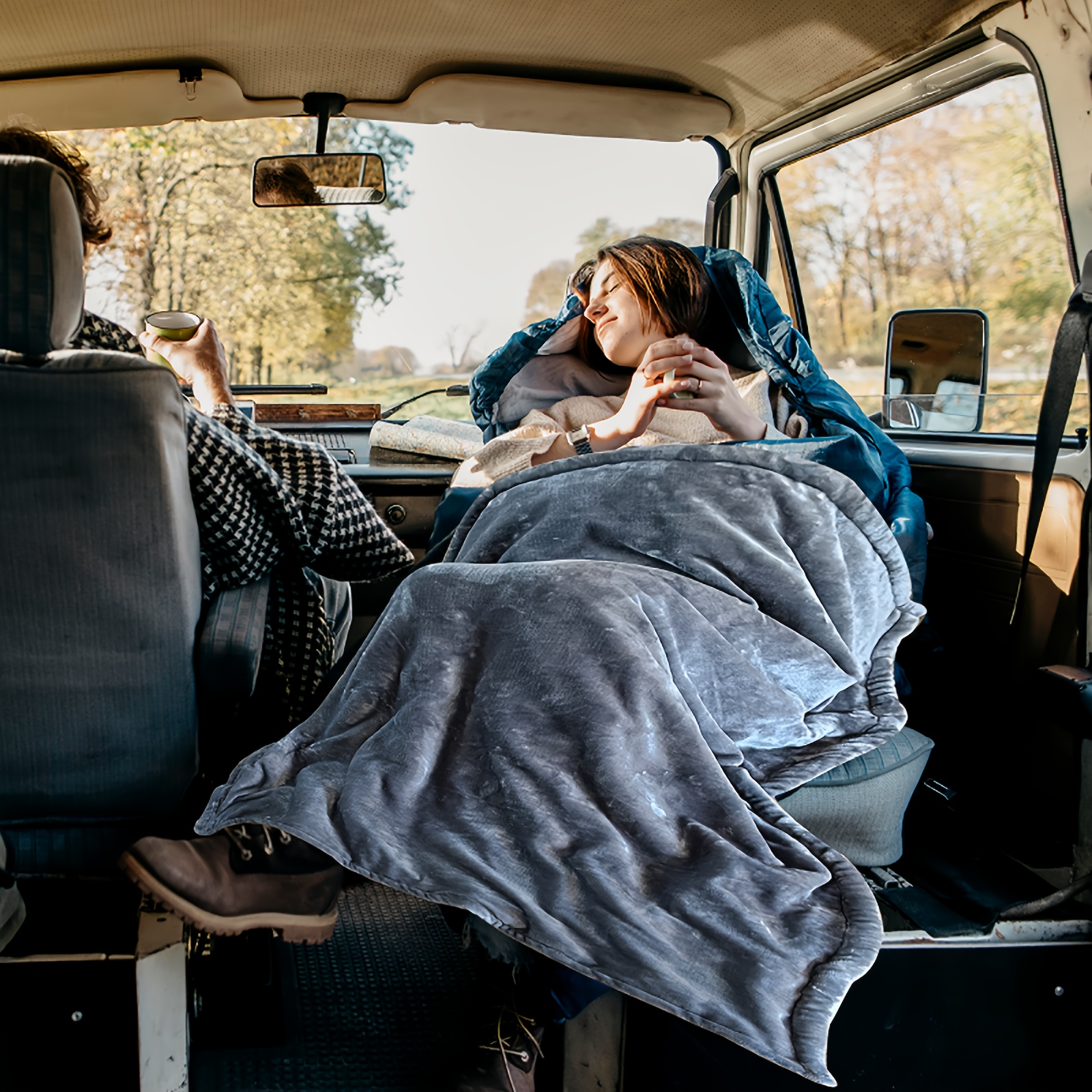 12-Volt Heated Car Blanket with Heating Levels 2/8/12 Hours Auto Off,  Electric Blanket for Car, Truck, SUV, RV, Van, Portable Soft Flannel Heated 