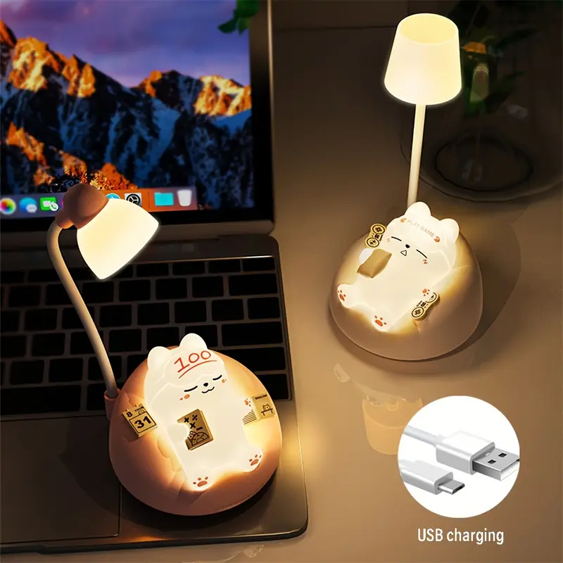 1 soft cat night light usb rechargeable bedside lamp for 3 levels of brightness adjustment bedside light sleep lamp for stress relief lamp for the office holiday gift Product details 4