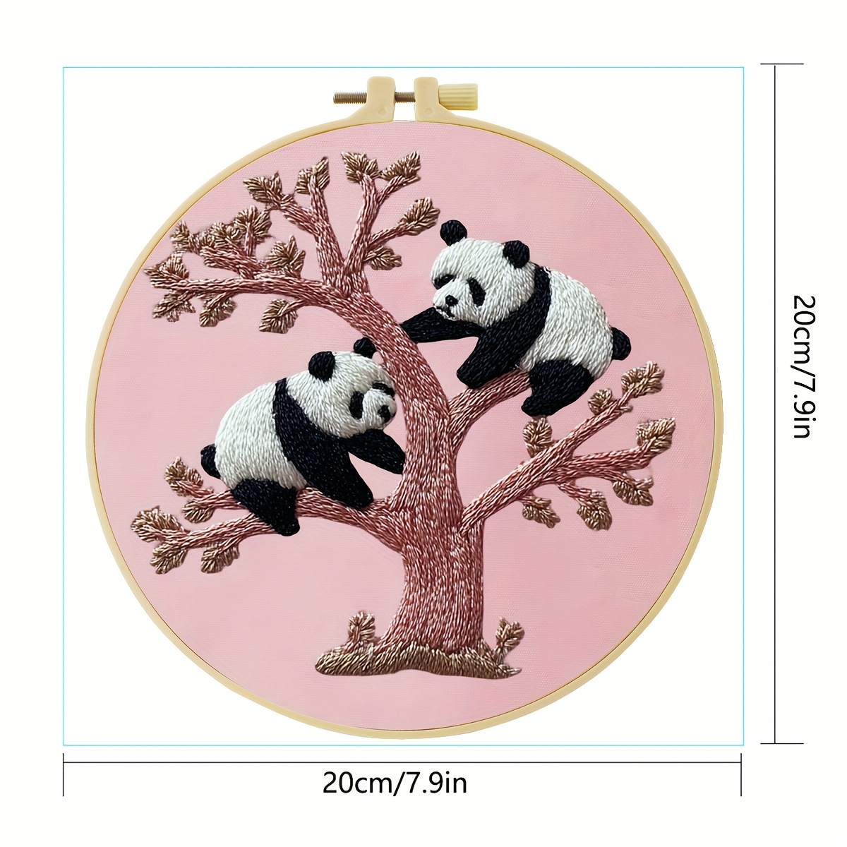 DIY Embroidery Kit with Two Giant Pandas Design