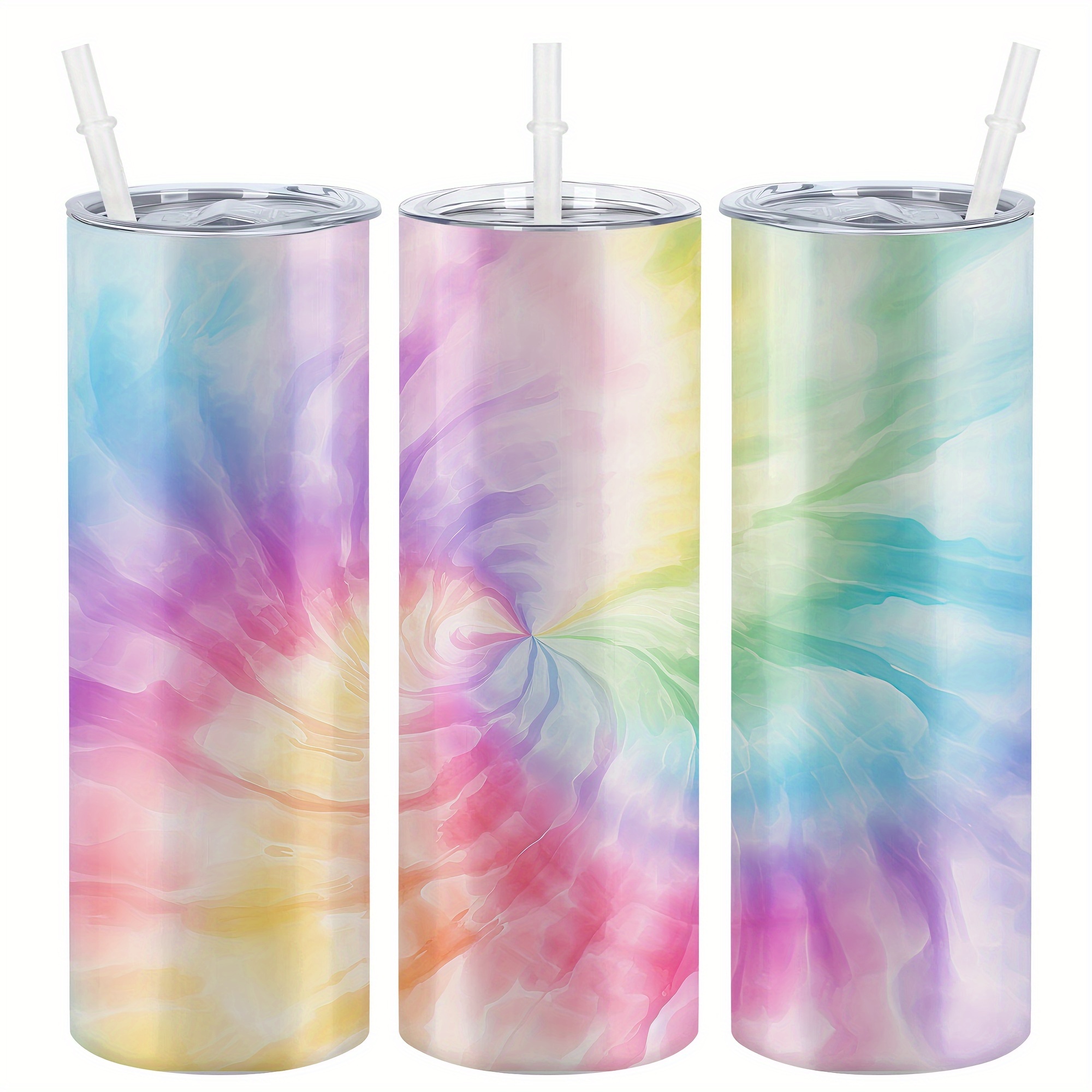 

1pc, 20oz Stainless Steel Tumblers With Lids And Straws, Insulated Water Bottles, Swirl Tie-dye Design, Ideal For Hot & Cold Drinks, Outdoor Travel Drinkware, Summer Essentials