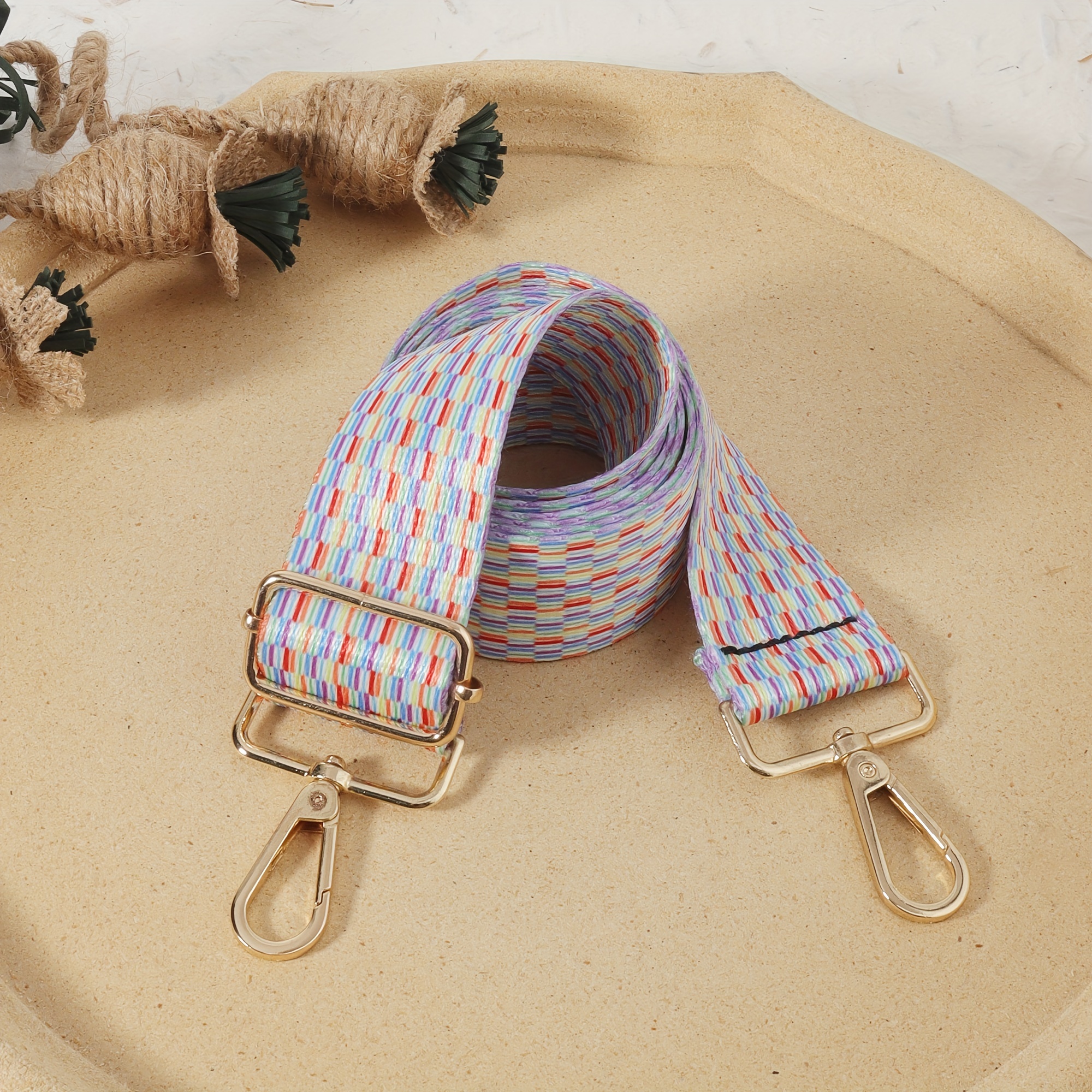 Bandoulière Sac à Main Réglable 3,8cm Beige - Sangle Remplacement Large Avec Crochets 360° Et 2 Porte-clés