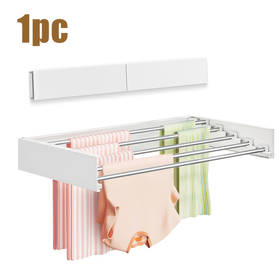 TEMU Foldable Drying Rack - Mount, Folding Hidden Wall-mounted Clothes And Towel Drying Rack, Suitable For Bathroom, Balcony, Living Room, Dorm - ,