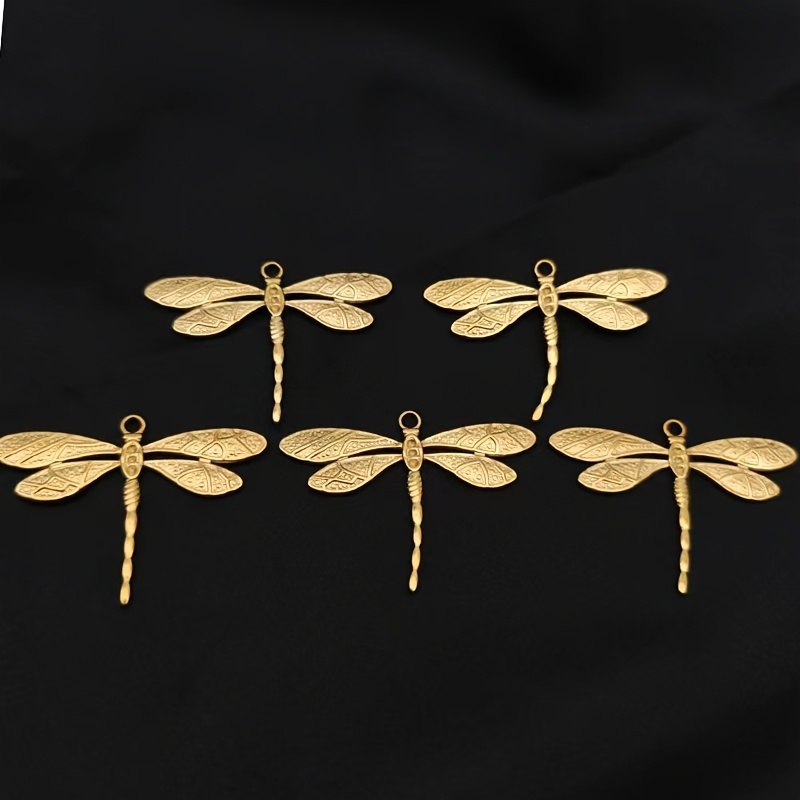 TEMU 5pcs Of Stainless Steel Exquisite Pastoral Dragonfly Pendant Fashion Exquisite Insect Shape Pendant Set