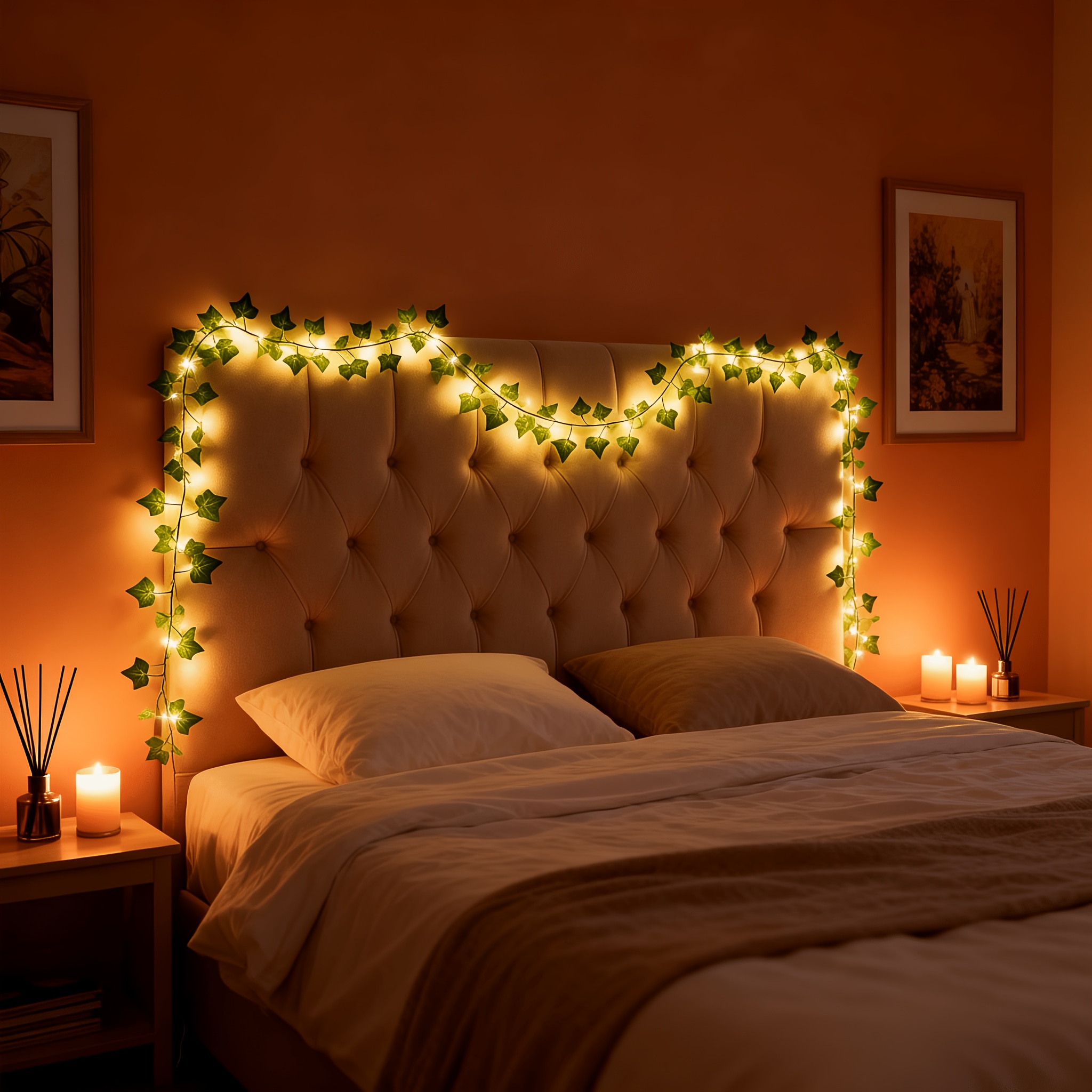 TEMU Battery-powered Ivy String Lights - Realistic Green Leaf Design, Suitable For Indoor Christmas Decor, Fairy Lights, And Festive Ambiance, Home