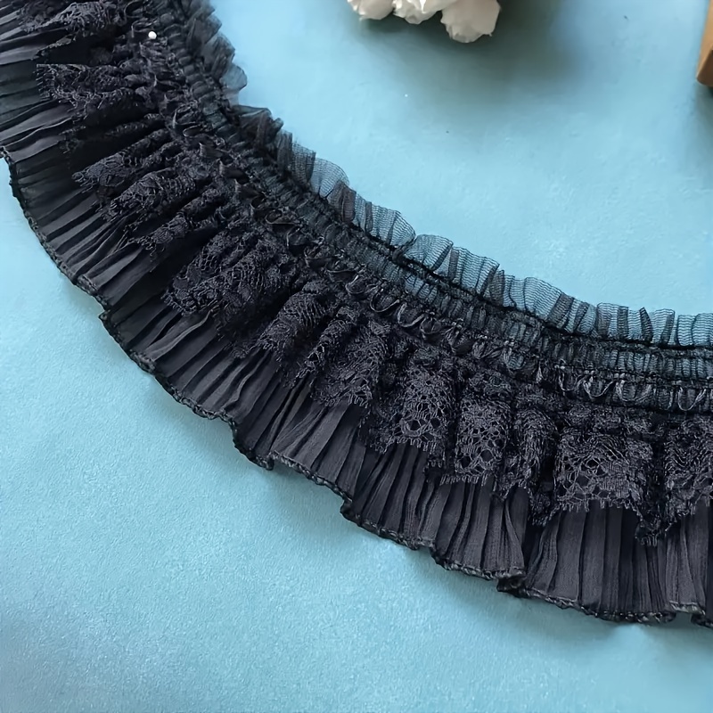 1roll/ 7cm Wide Clothing Making And Handcraft Decoration Elastic Lace Fabric Decor, Suitable For Garment Edges Elastic Lace Trim-black And White