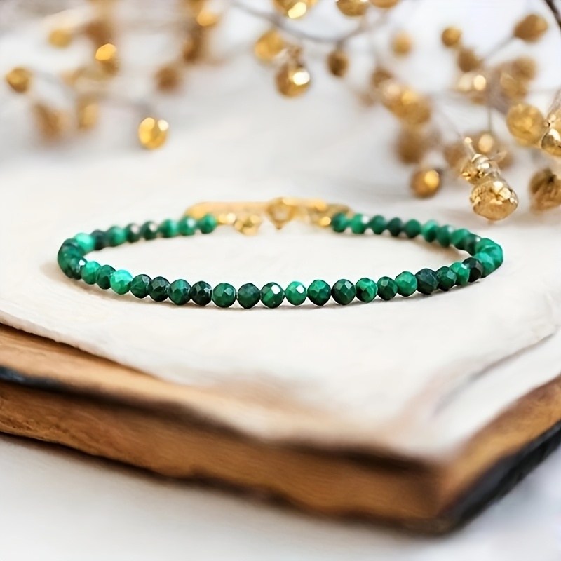 E-shop Natürlicher Malachit-Steinarmband - Grünes Naturstein-Armband, Malachit-Steinarmband, Feines Geschenk für Sie, Geschenk für Ihn