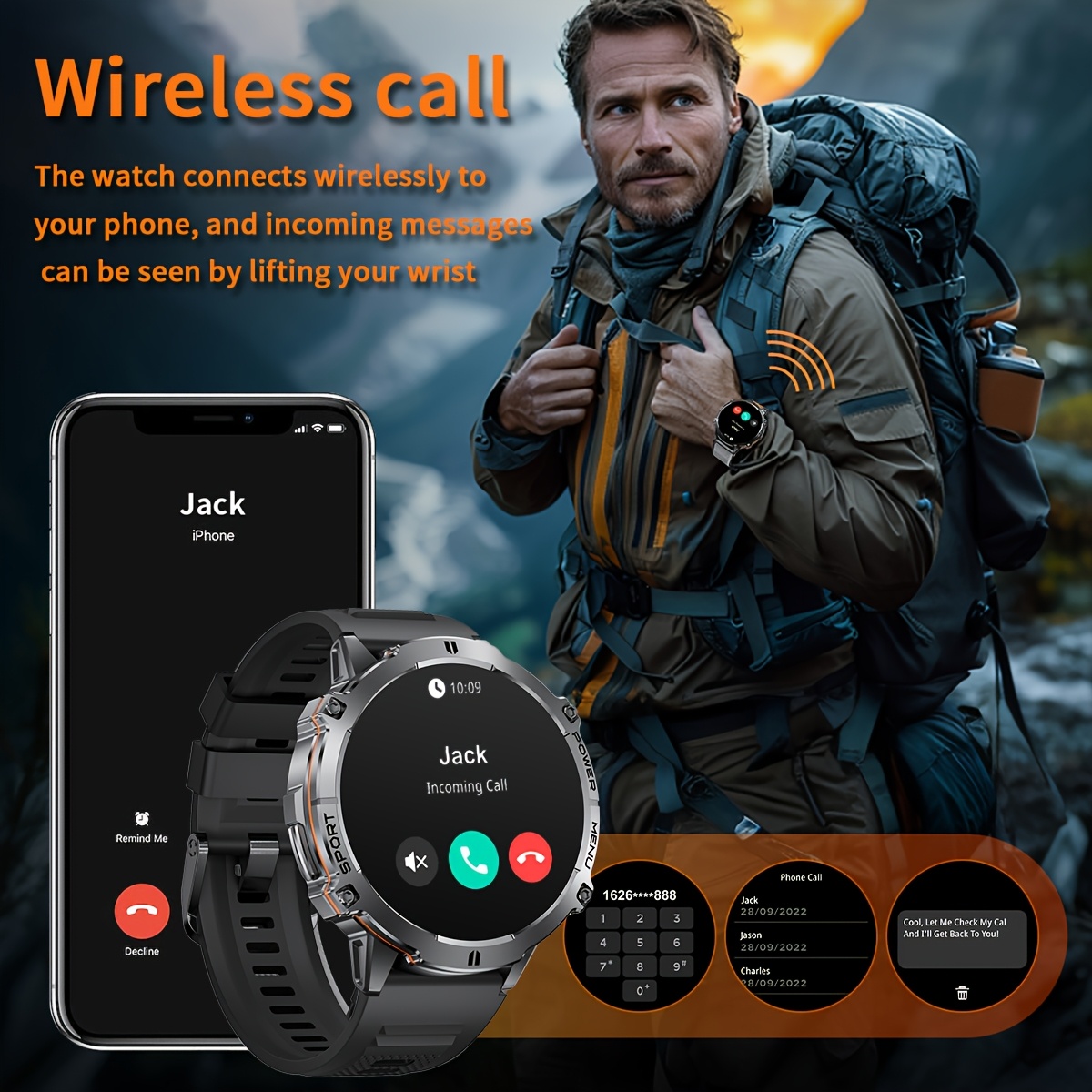 LIGE Smart Watch for Men, AMOLED Touch Screen