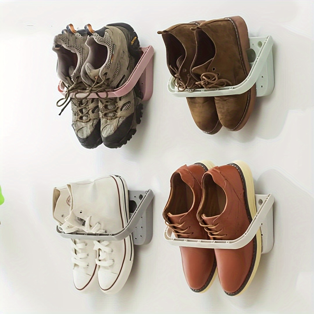 set of 3 wall mounted slipper holders versatile shoe organizer no drill wall hanging self   collapsible shoe storage for doors cabinets bathrooms and hotels details 2