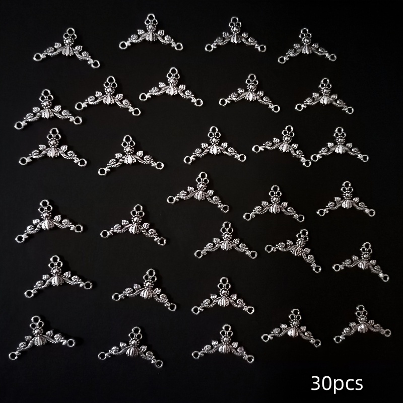 Image of 30pcs Fashionable Retro Triangle Pattern Connectors, Clothing Additions, Perfect For Jewelry Making, Earring And Necklace Connectors
