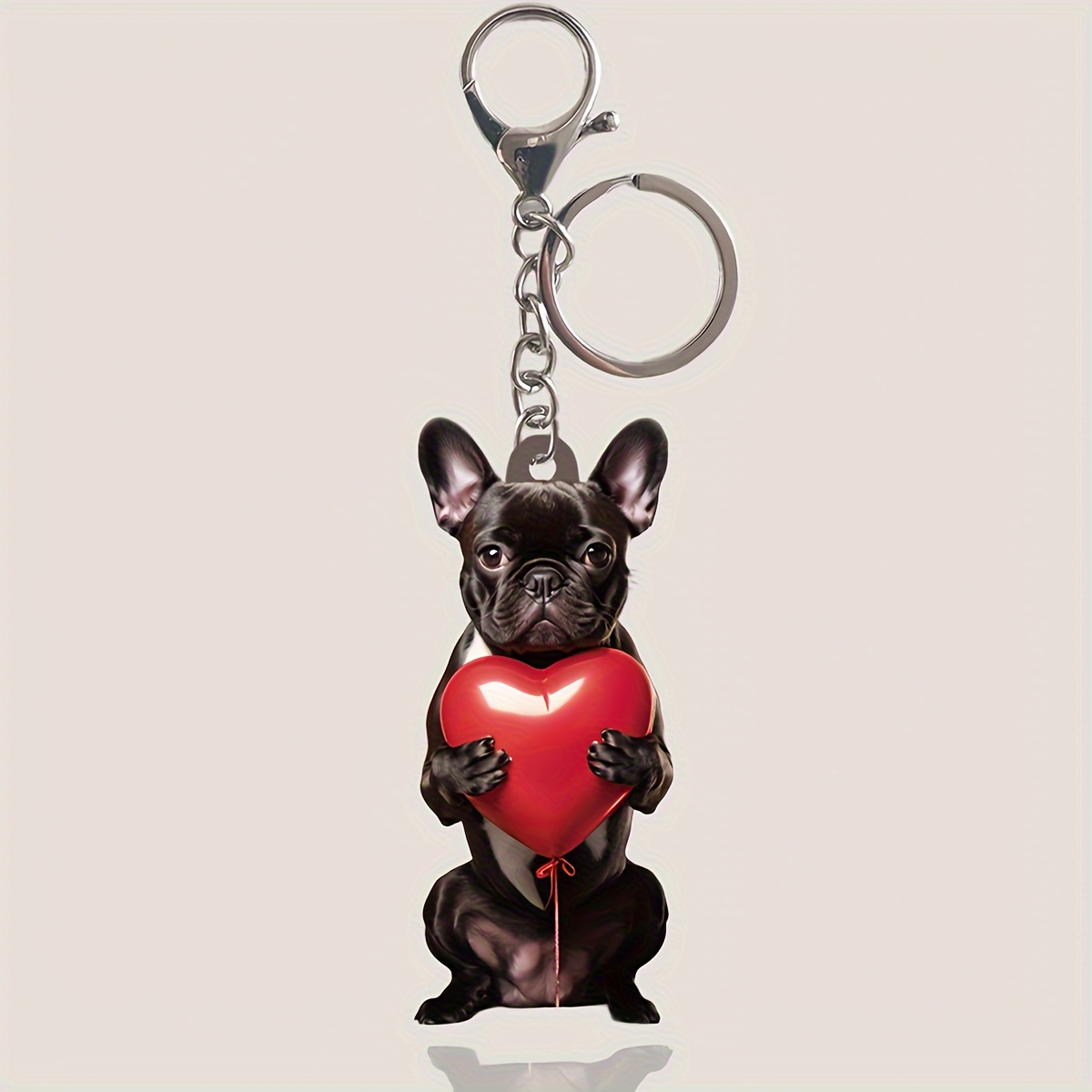 

2d Heart-shaped Balloon Dog Keychains, Acrylic Keychain Bag Backpack Hanging Pendant Men's And Women's Wallet Car Key Charm
