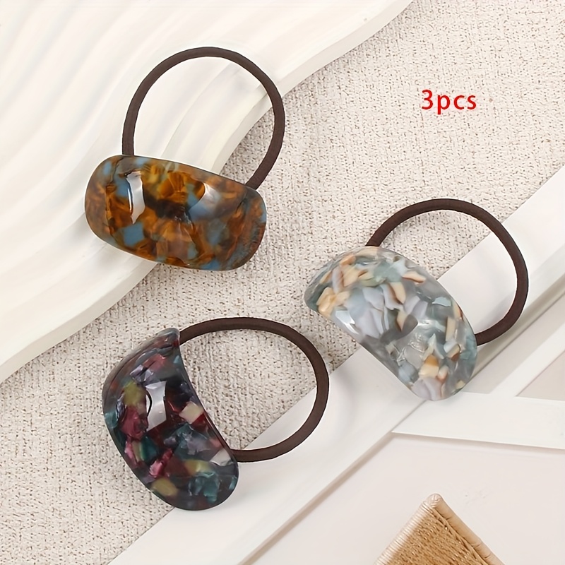 E-shop 3er-Set Temperament Elegante Essigsäure Gebogene Haargummis Einfach und Kaltwind Elastisches Seil Zupfen Pferdeschwanz Exquisite Hochwertige