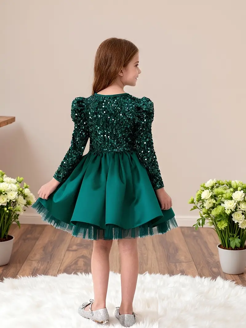 dark green birthday dress Emerald Green Shinning Birthday Dress, Flower Girl, Sequined Toddler Gown, Prom, Pageant Party Dress, Special Occasion, Baby Xmas Holiday