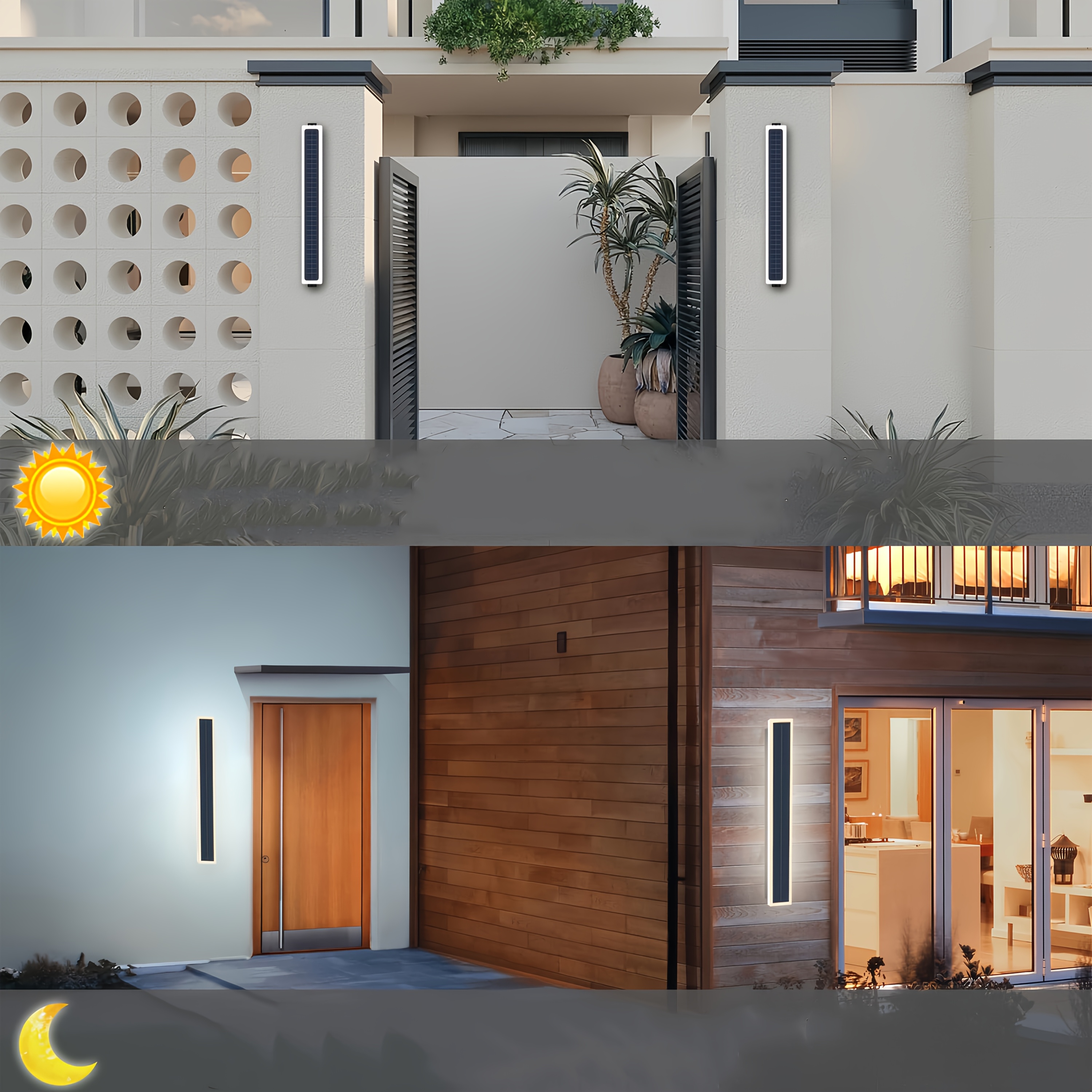 Solar-Powered Outdoor Wall Lamp, Battery-Operated, 10W Lighting Fixture with an Acrylic Cover, Modern Design, 60Cm Long, Suitable for Porches, Patios, And Front Entrances