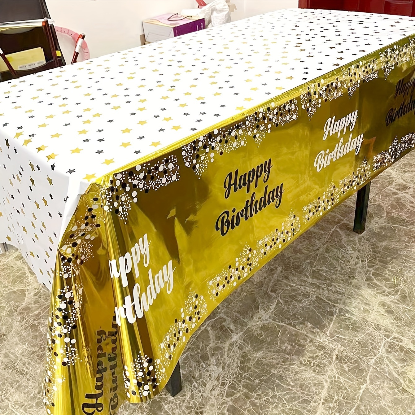 

1pc, Disposable Roll Up Tablecloth For Party Gatherings, Birthday Party Decorations, Special Oil Proof And Waterproof Birthday Party Tablecloth, No Wash