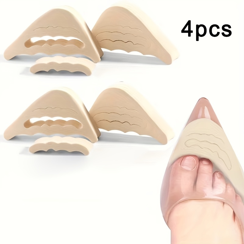 TEMU 4pcs Embouts d'orteils semi-éponge, Coussin de protection d'orteils réglable, Antidérapant et - Insert raffermissant, Convient aux talons hauts,