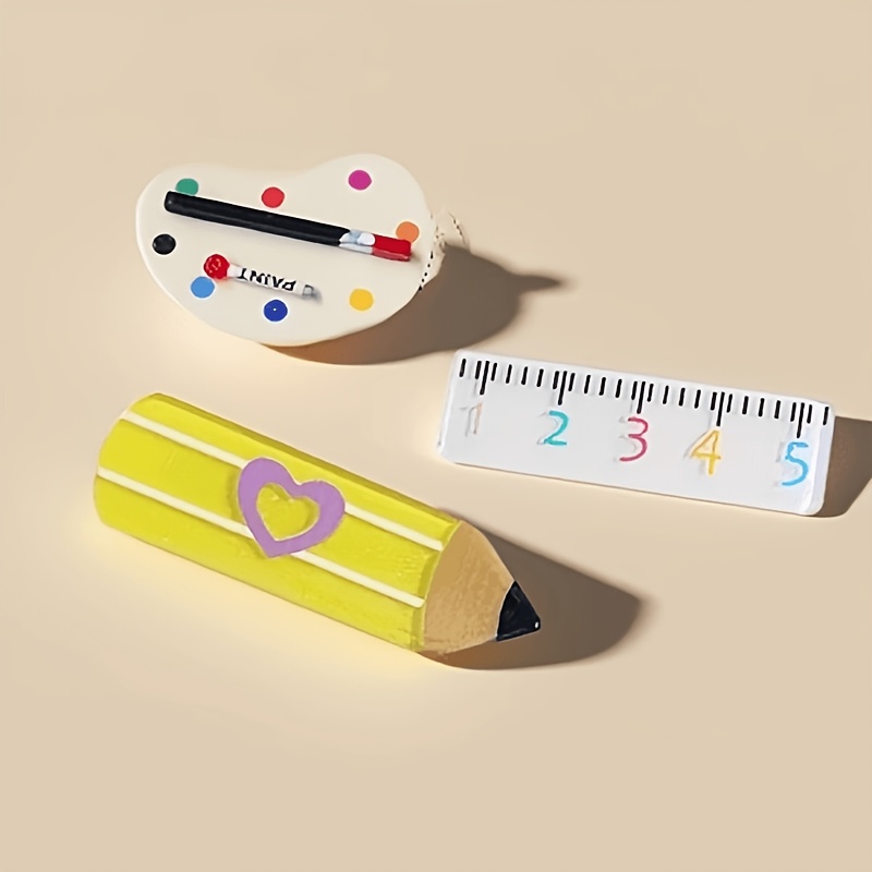 TEMU 3pcs Cute Creative Back-to-school And Graduation Season Stationery-shaped Hair Clips, Women's Pencil Drawing Board Acrylic-shaped Hair
