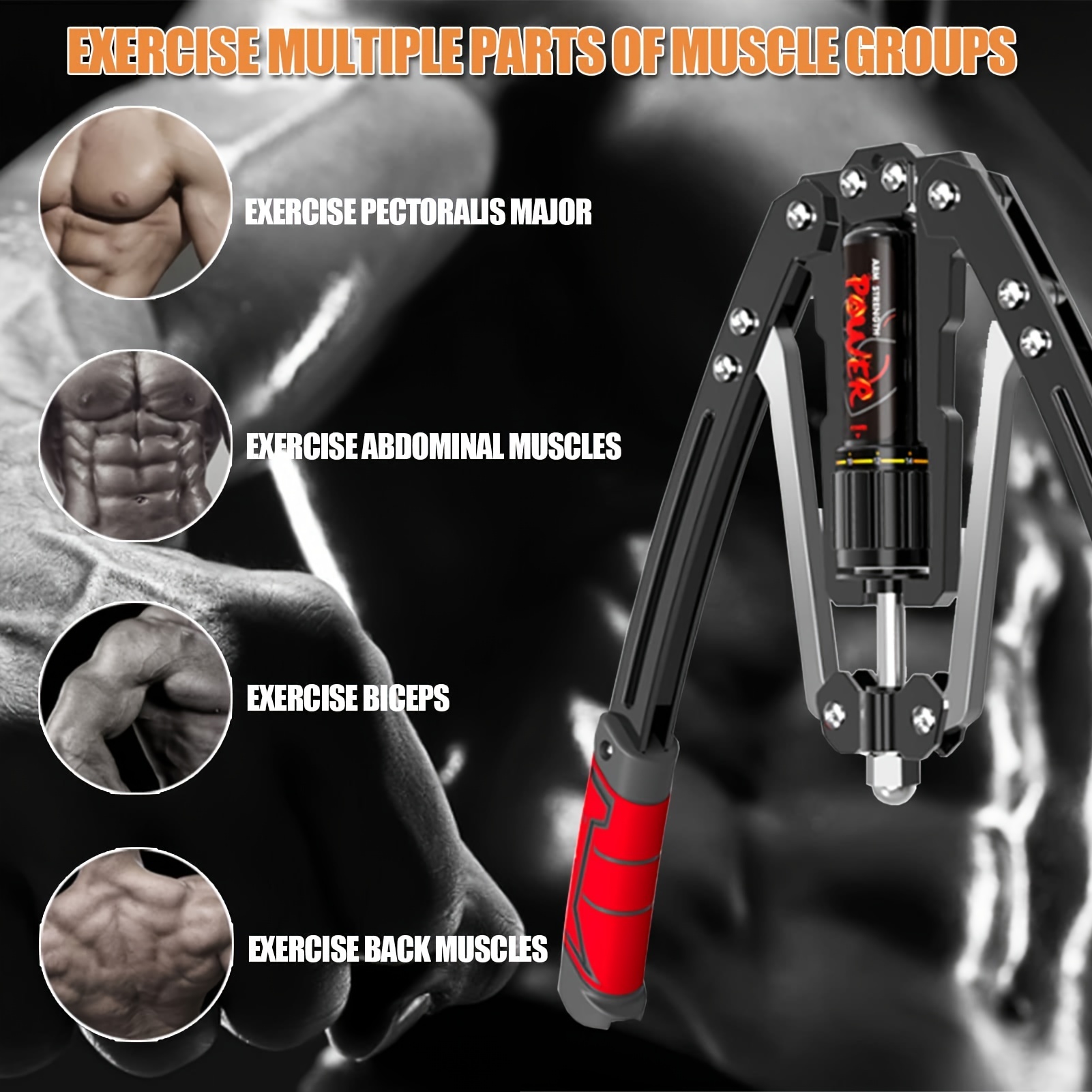 [Hydraulic Arm Exerciser] 22-440lbs Adjustable Hydraulic Arm & Chest Exerciser | Muscle Growth, Dual Handles with Red Grip Accents, Durable Carbon Steel Construction for Muscle Strengthening & Fitness Training, Grip Strength Trainer