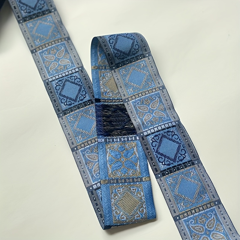182.88cm 2-yard Ethnic Geometric Pattern Jacquard Ribbon; Design; Vintage Style; Decor For Sewing, Gift Wrapping