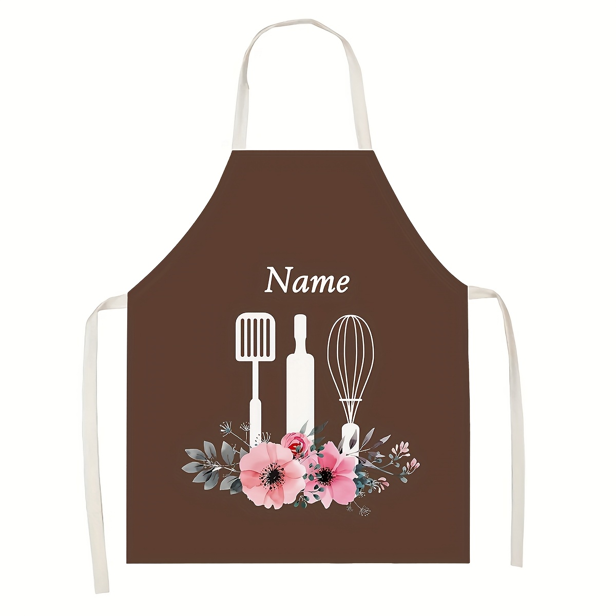 TEMU Tablier de cuisine personnalisable avec nom ou slogan pour des Mères, 1 pièce, en , tablier personnalisé, tablier pour peinture, cuisine,