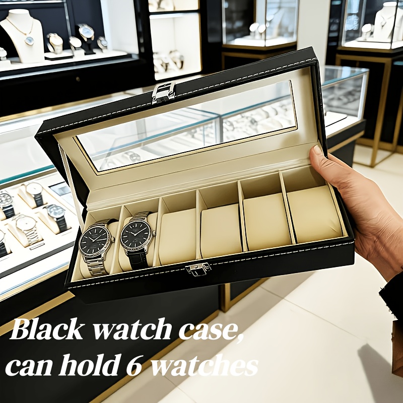 TEMU Light Luxury 6-slot Watch Storage Box - Watch Not Included, Organizes And Stores Various Watches, Watch Display And Storage Box, Large-capacity