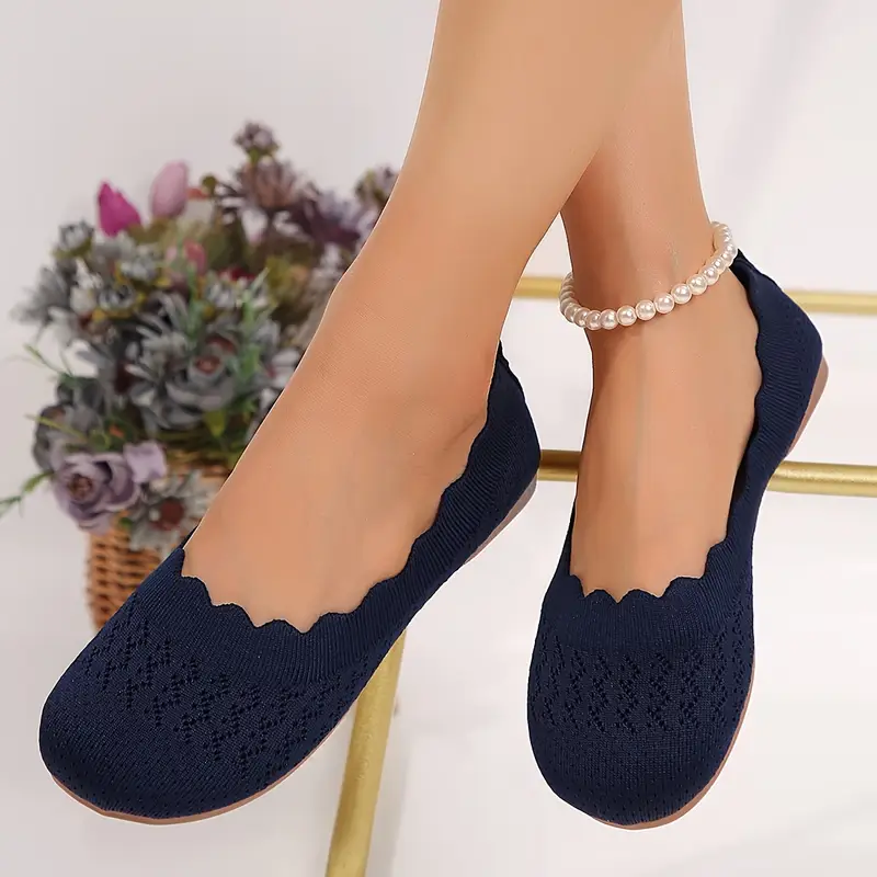 womens fashion wavy lace knit shoes details 7