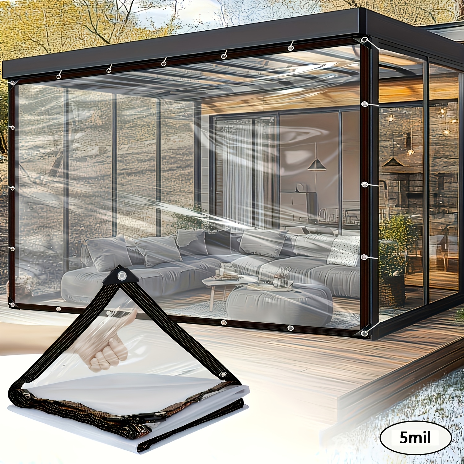 TEMU Lona impermeable para exteriores de varios tamaños, reforzada y engrosada, tela impermeable, aislamiento térmico y protección contra heladas.