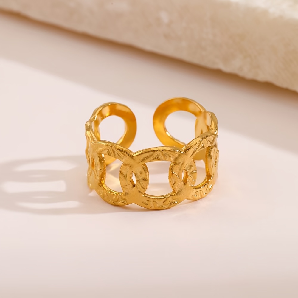 Women's Trendy Spliced Design Stainless Steel Open-End Ring
