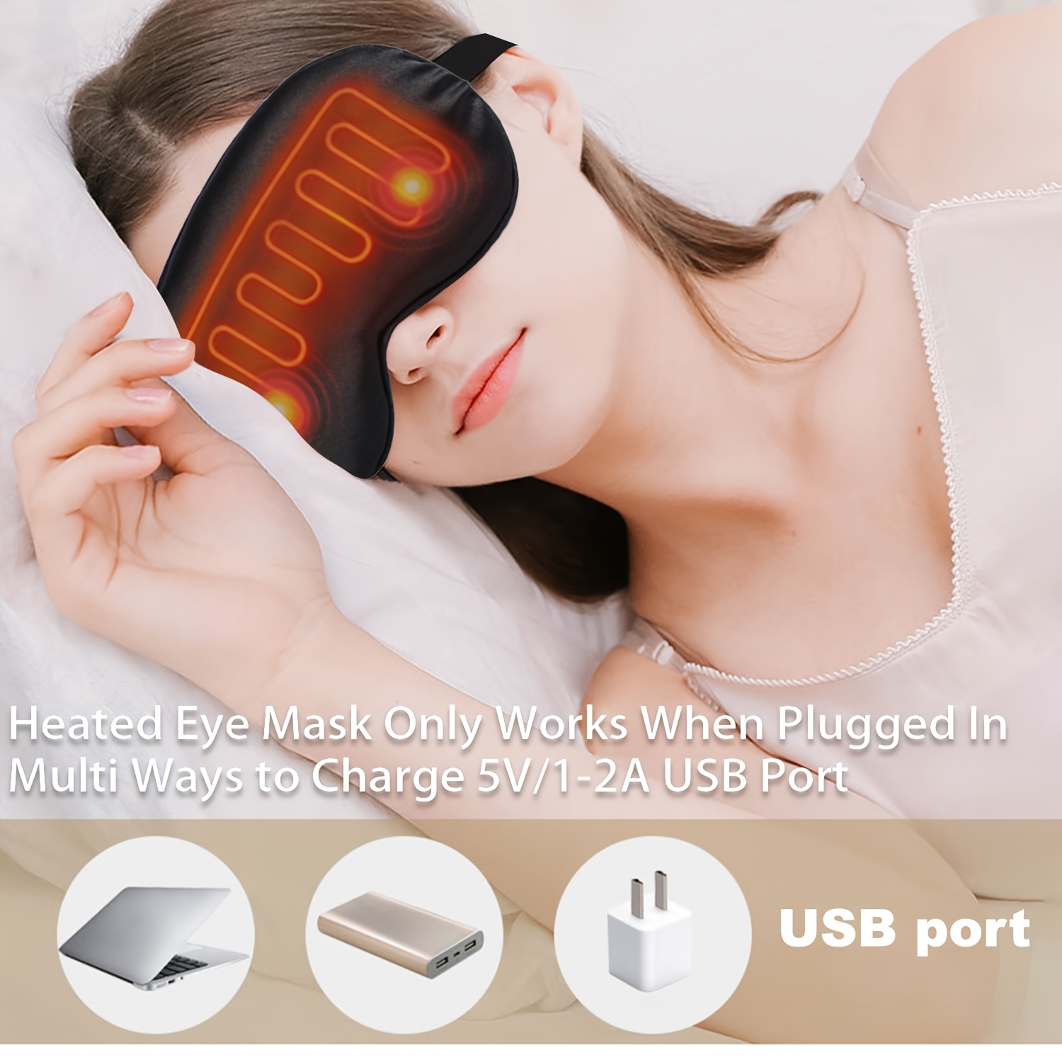 Heated Eye Mask with Vibrating Massage, Electrically Heated, Intelligent Temperature Control, Light-Blocking, with Five Different Temperatures and Time Mode Adjustments, USB Powered, Ideal Gift for Friends and Family