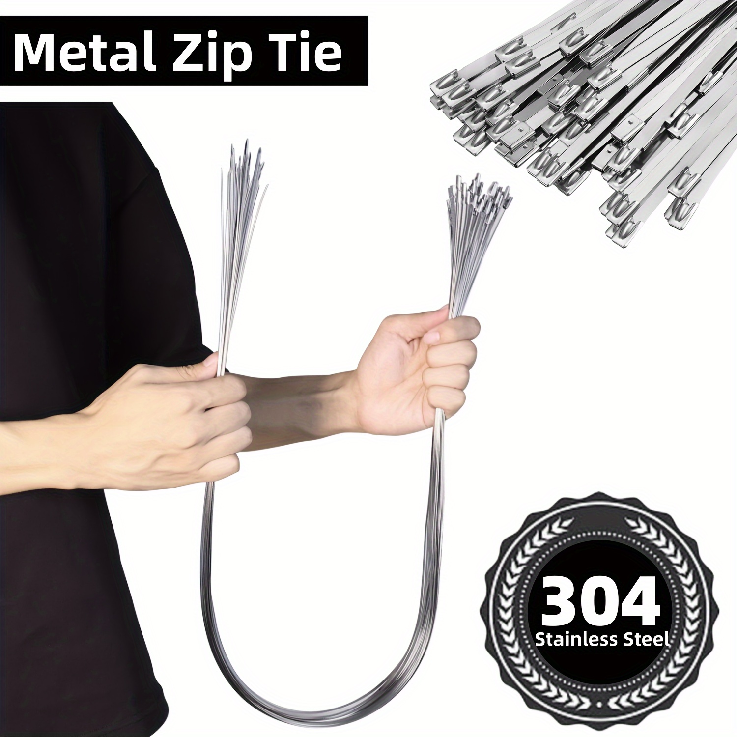 

Gtai Heavy-duty Stainless Steel Zip Ties - 50pcs, Extra Long Sizes (23.6" To 47.2"), 220 Lbs Tensile Strength, Rust & High Temp Resistant, Ideal For Mechanics, Vehicles, , Fences & Outdoor Use