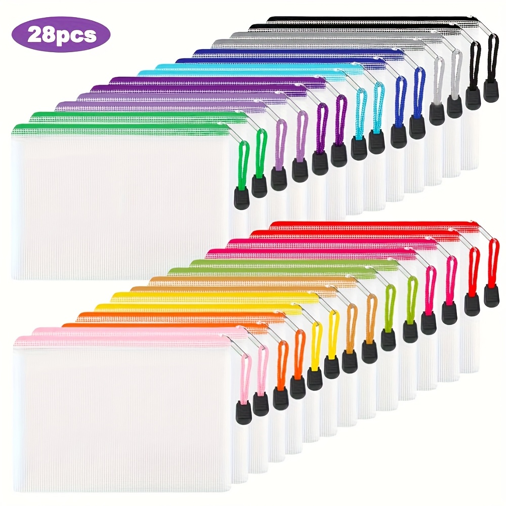 28 piezas bolsas cremallera plástica tamaño a6 malla Temu Uruguay