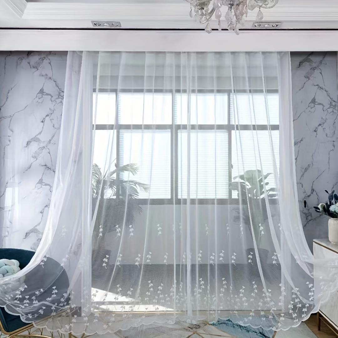 Image of A Set Of 2 Sheer Curtains, Lightweight And Versatile, Perfect For Touch To The Living Room, Bedroom, Or Balcony