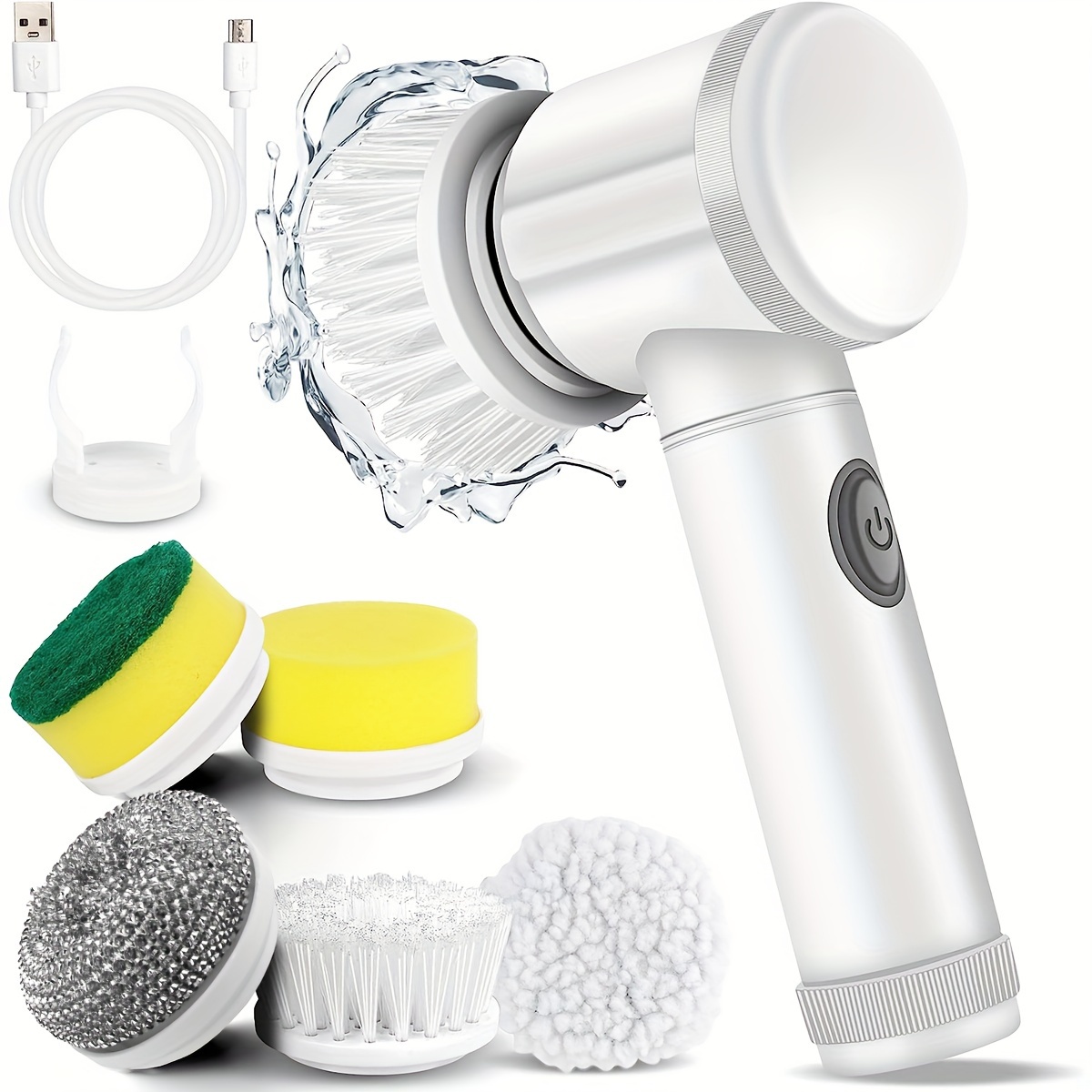 Brosse de nettoyage électrique sans fil, laveur électrique avec 4 têtes de  brosse, brosse de nettoyage de douche de salle de bain étanche Ipx7