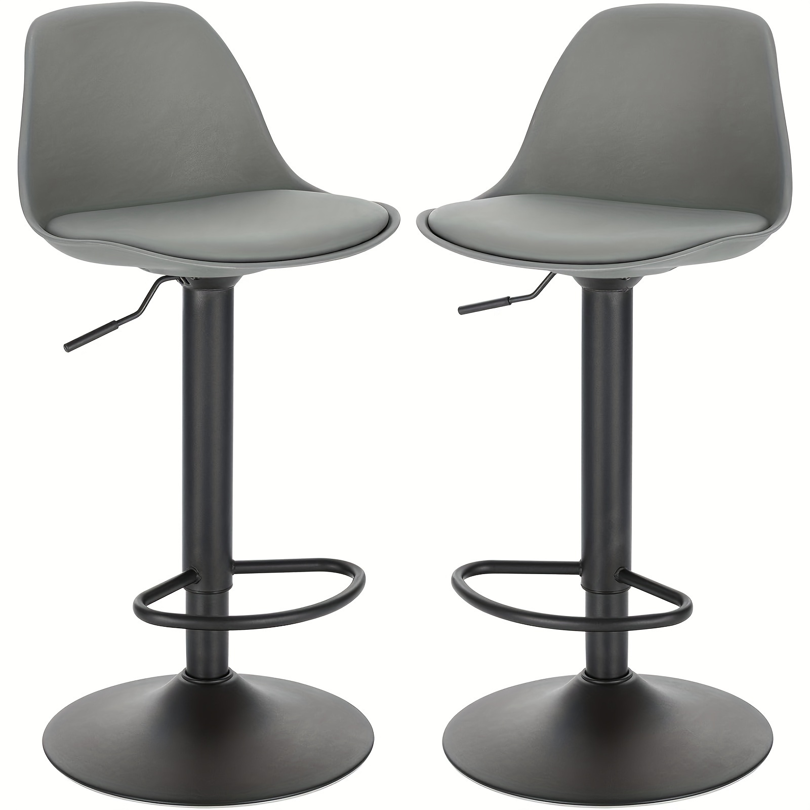 2pcs Bar Chairs, Counter Stools With Backrest, Adjustable Height, 360° Rotatable, Faux Leather, Suitable For Restaurants, Bars