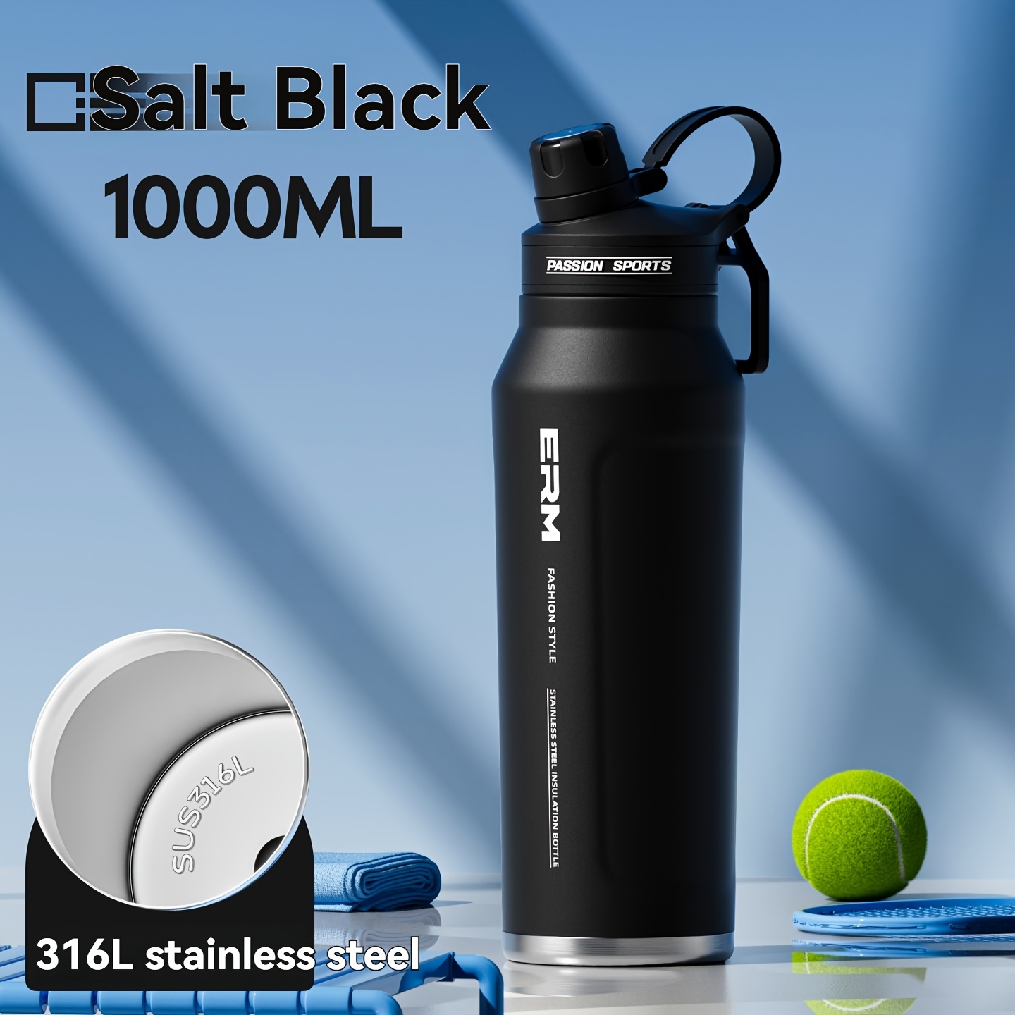 Image of Insulated Stainless Steel Water Bottle With 2-in-1 Straw And Spout Lid, 24h, Leak-proof, Fits In Car Cup Holder, Metal Water Bottle For Sports, Travel, Gym And School, 24oz, 32oz