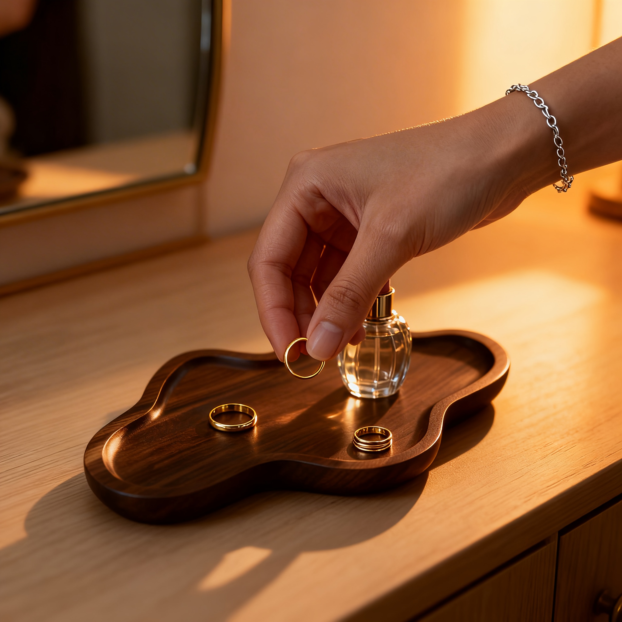 Image of Cloud-shaped Jewelry Tray, Walnut-colored Key And Perfume Organizer, Beautiful Vanity Organizer, Women's Room Decor Gift, Non-food Contact