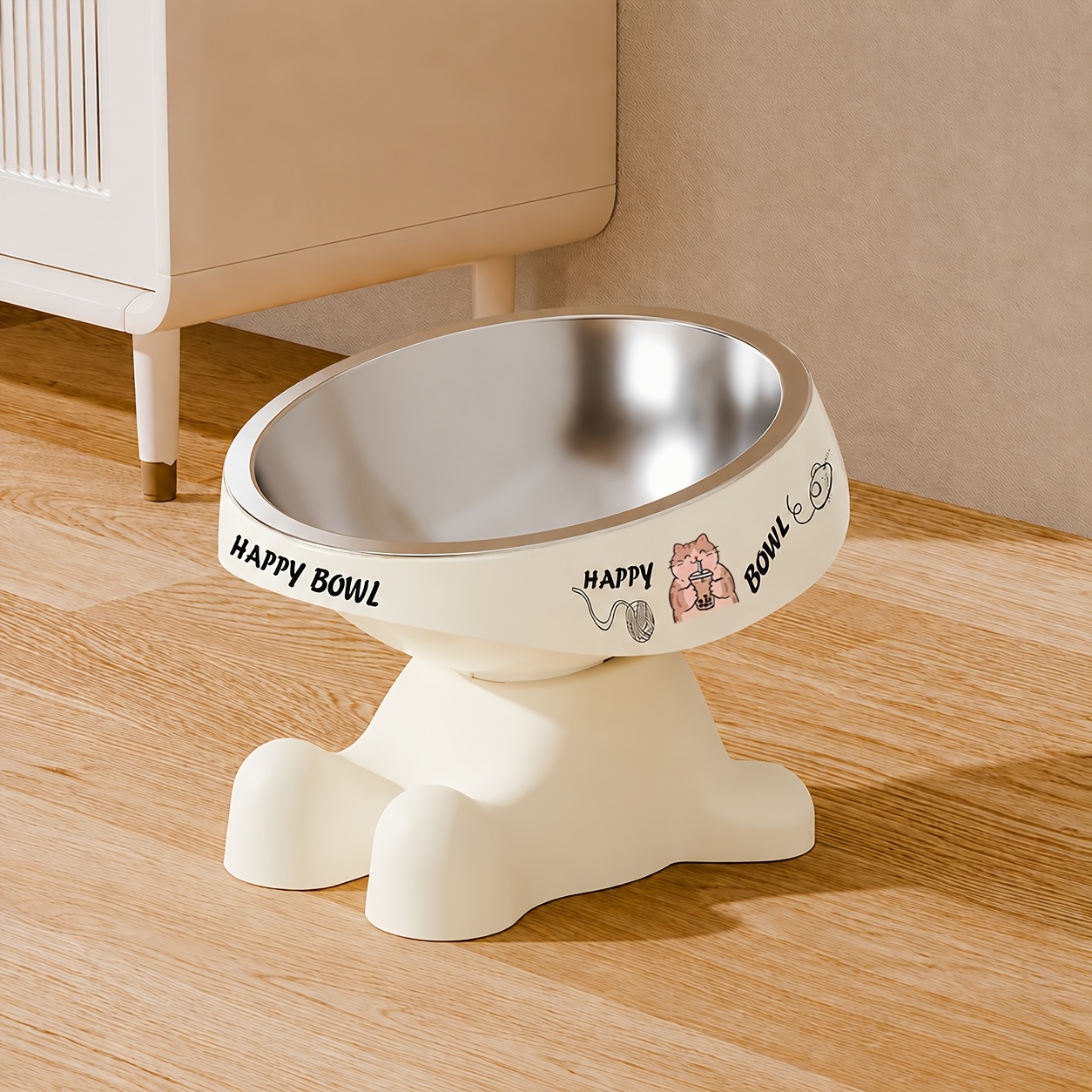 TEMU 2026 New Cute Shaped Elevated Pet Feeding Bowl, Cute Pattern Dopamine Color Pet Food Bowl, Water And Food Bowl, Elevated Neck Protection
