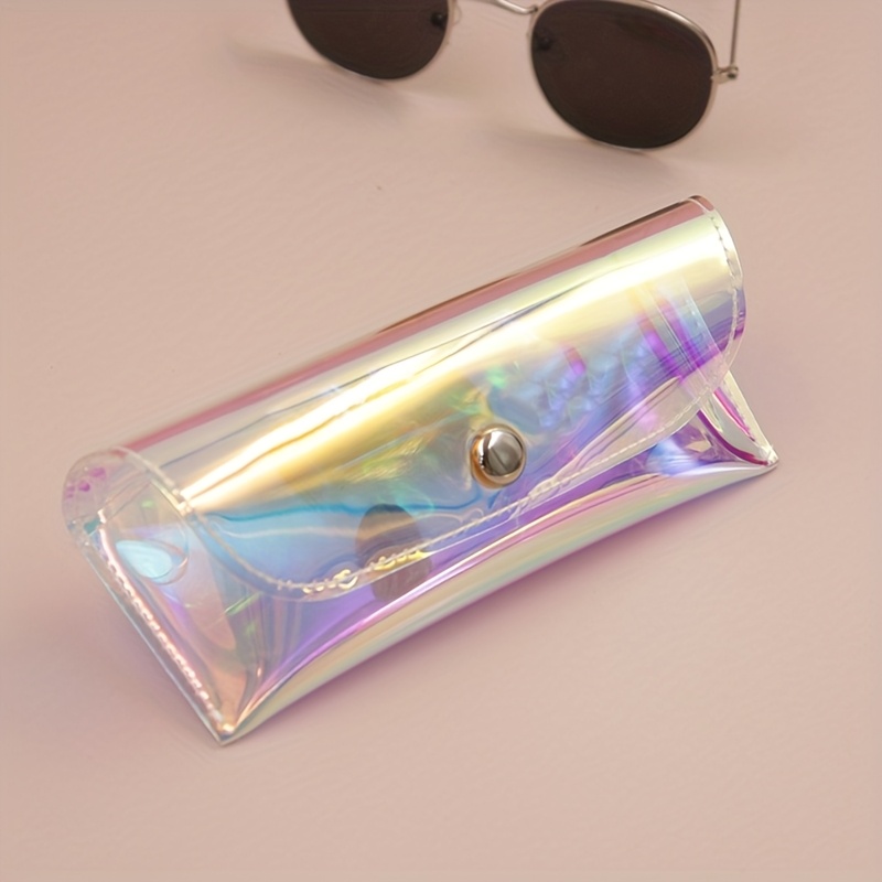 1/2pcs Colorful Waterproof Eyeglass Case, Laser Pvc Storage Pouch, Transparent Holder, Portable Eyewear Case