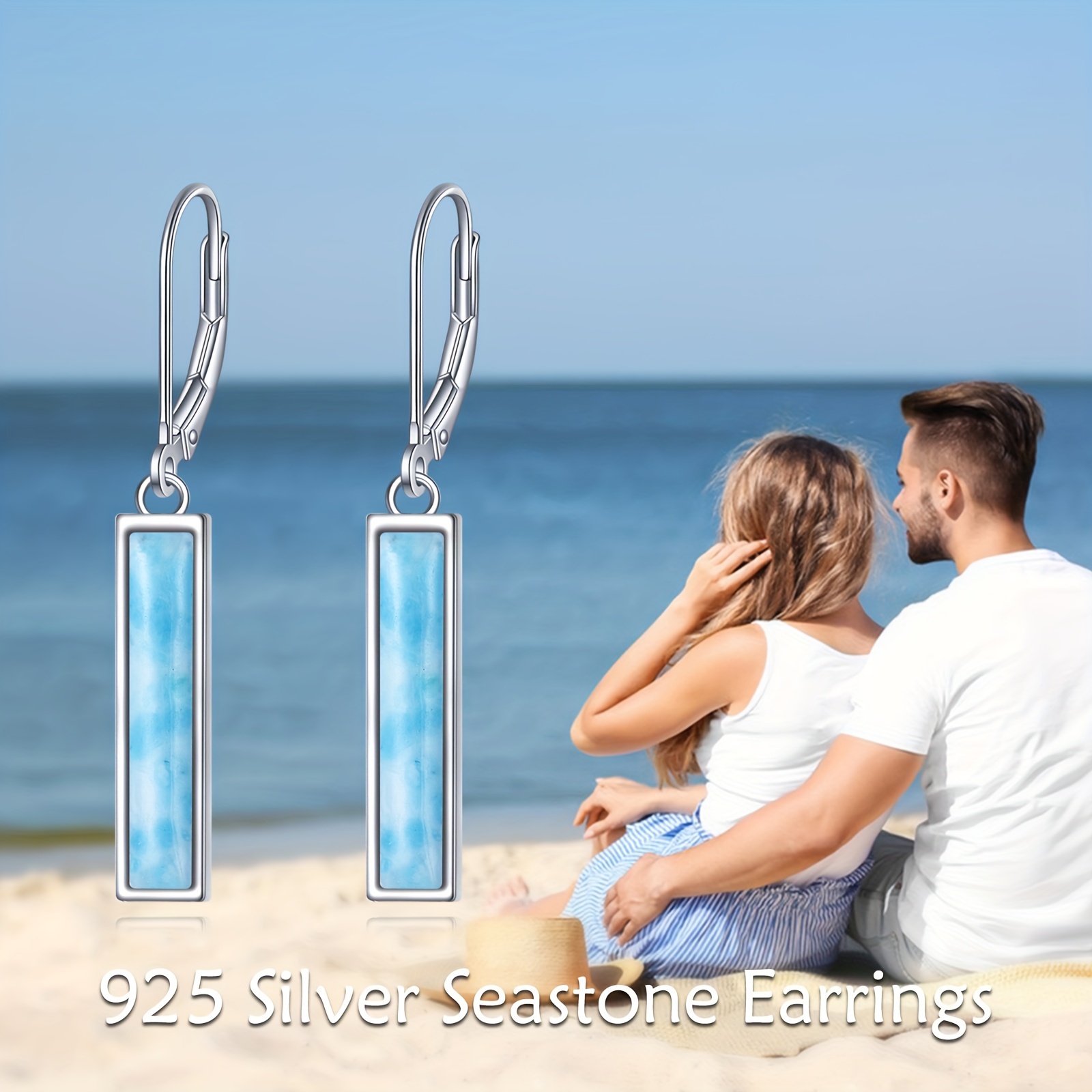   turquoise opal   bar earrings for women sterling silver leverback earrings   Product details 0