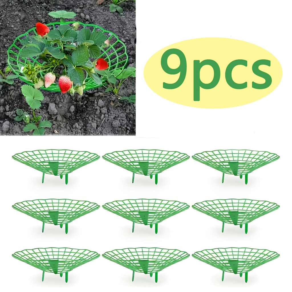 TEMU Support de pot à fraises vert avec 3 pieds robustes - Cage de support pour fraises, support pour plantes en pot pour la protection anti-rot et
