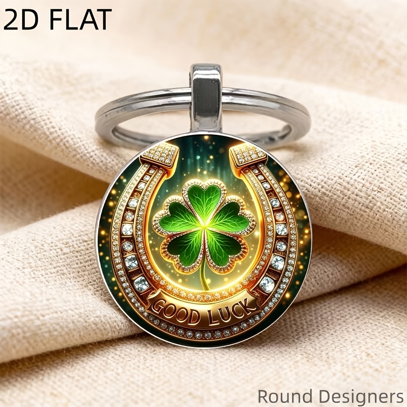 TEMU Portachiavi 2D Piatto con Ferro e " FORTUNA" - Anello Portachiavi in Metallo , Lucido per , Regalo Premium per Compleanno e Benedizioni Festive,