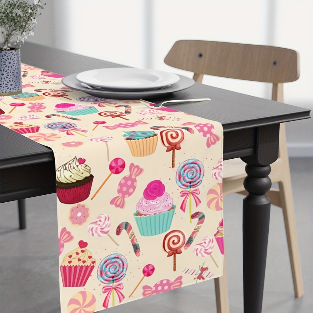 

Pink Christmas Candy Table Runner - Dining, Kitchen & Outdoor Decor | Ideal For Family Gatherings & Parties