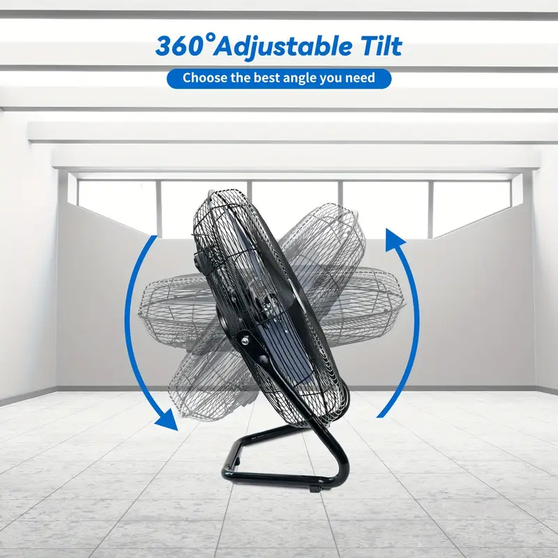 20 inch high floor fan heavy duty metal cradle floor fans with 360 tilt for warehouse workshop and basement black blue details 5