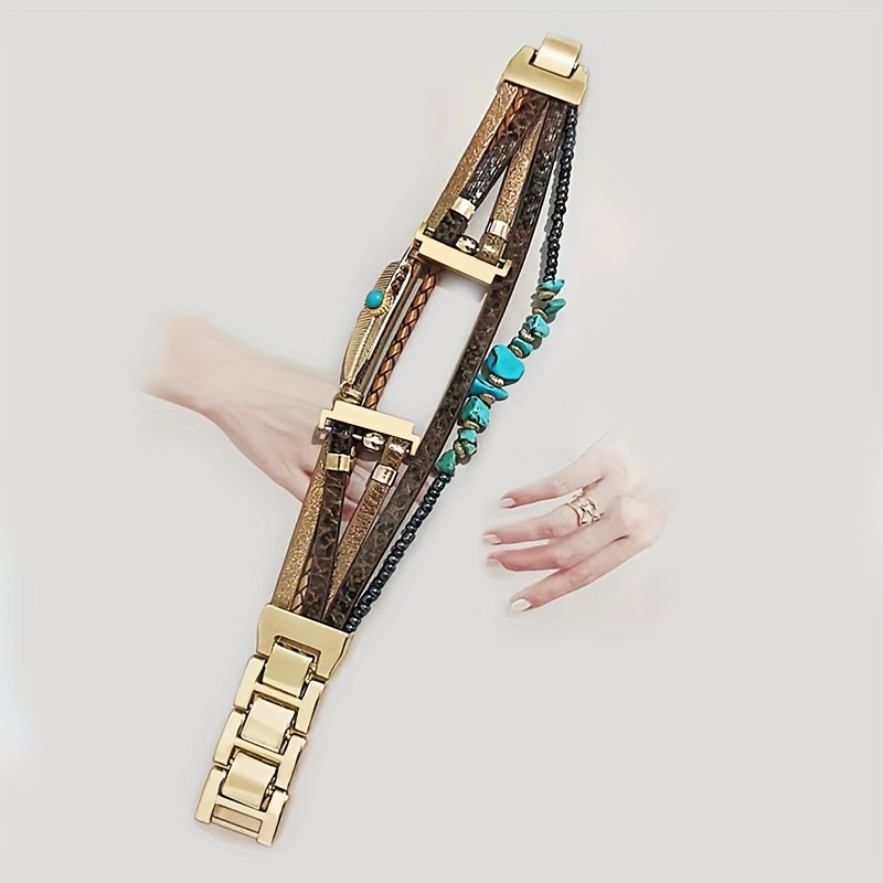 TEMU Correa de 1 capa a con cuentas para Samsung Galaxy Watch, Garmin, Huawei, Xiaomi, y otros relojes inteligentes, compatible con relojes