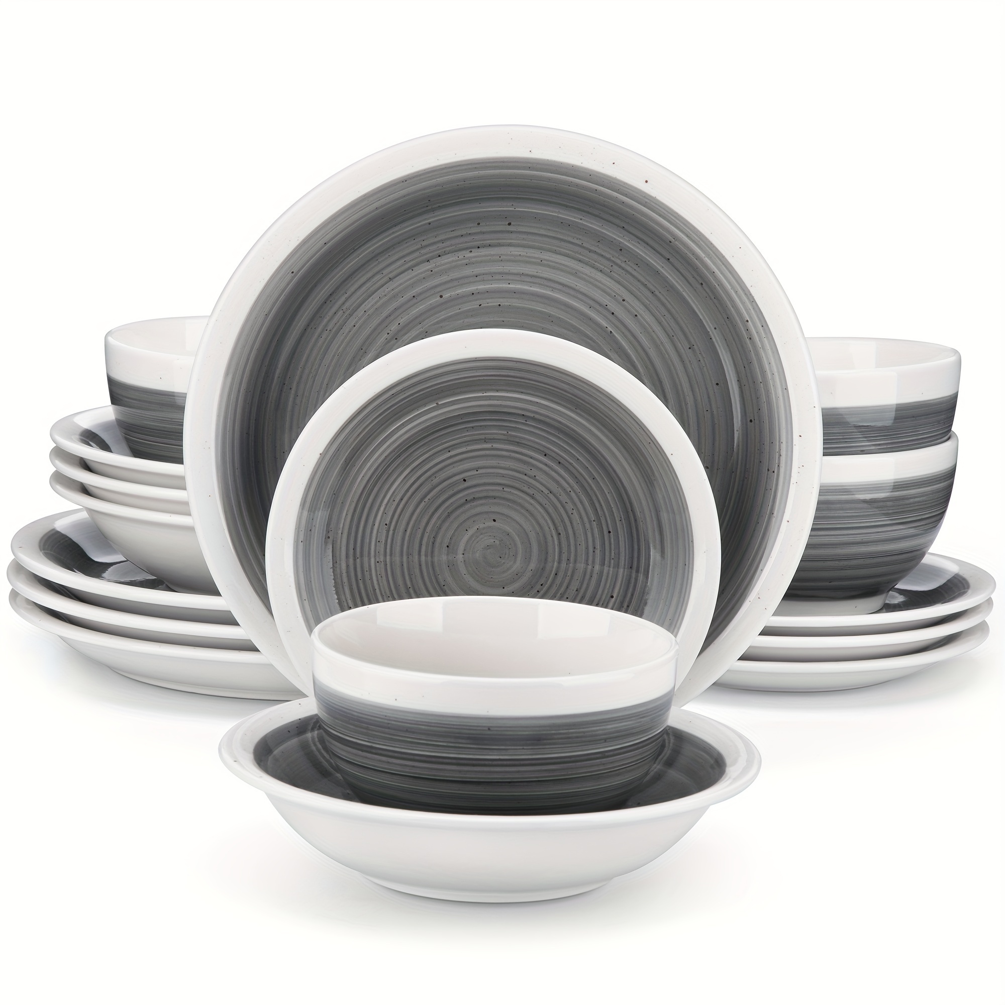

16pcs Dinnerware Set, Gray Tableware, Porcelain Dining Set, Reusable And Washable Plate Bowl , For Home Kitchen, Restaurant, Party And Holiday, Kitchen Organizers And Storage, Kitchen Accessories