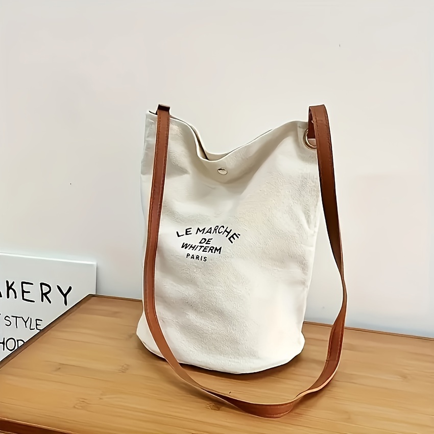 

1pc Fashion Women Canvas Shopping Bag Foldable Supermarket Handbag Reusable Bags Crossbody Bag