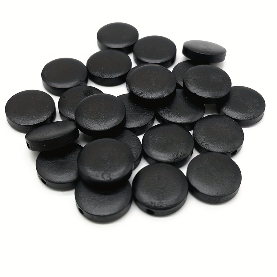 20pcs Flat Round Wooden Beads for DIY Jewellery Making