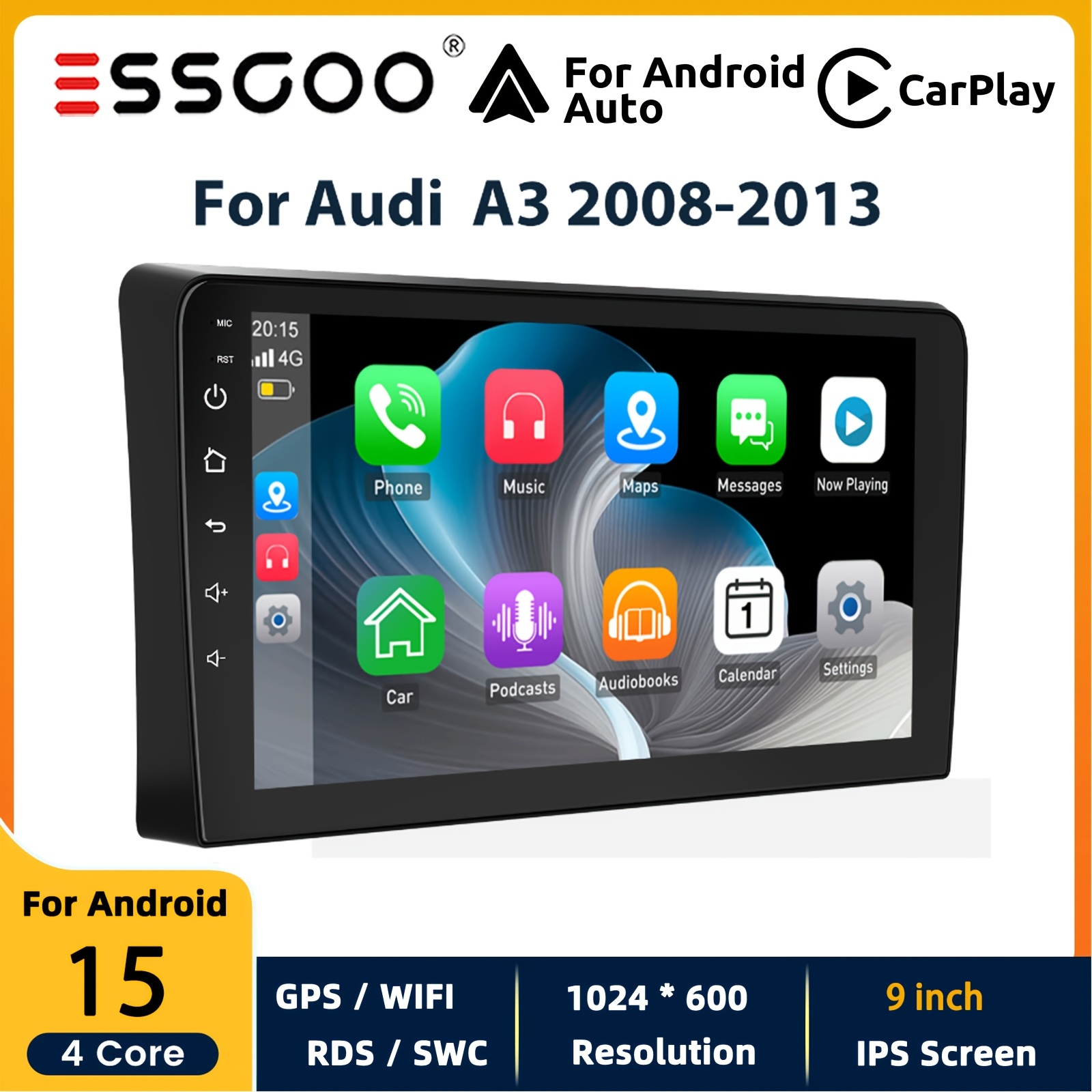 Essgoo 14 4+64g And Auto Car Radio For A3 S3 Rs3 8p 8pa 2003-2013 9 Inch Touchscreen Carplay Autoradio Gps Navi Fm Rds Bt Wifi